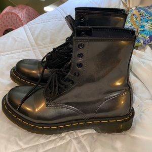 Gray chrome Dr. Martens! Combat boot style
